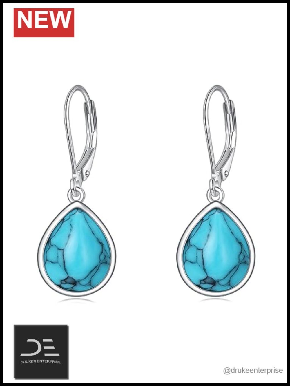 Genuine Stone Teardrop Earrings Sterling Silver Dangle for Women